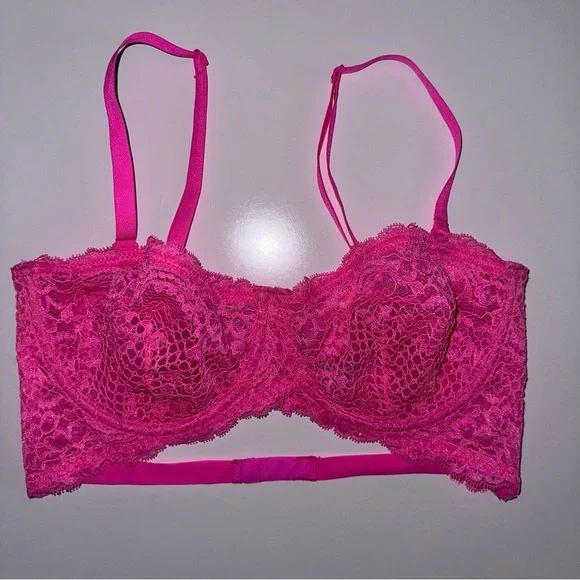 Intimately Free People Neon Pink Lace Underwire Bra Size 34D Like New! - Picture 3 of 9